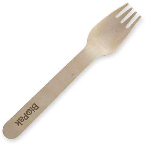 HY-16F-COATED Biopak 100% Wooden Forks - FSC (100pk)