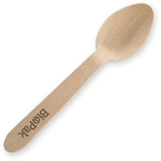 HY-16S-COATED Biopak 100% Wooden Spoons - FSC (100pk)