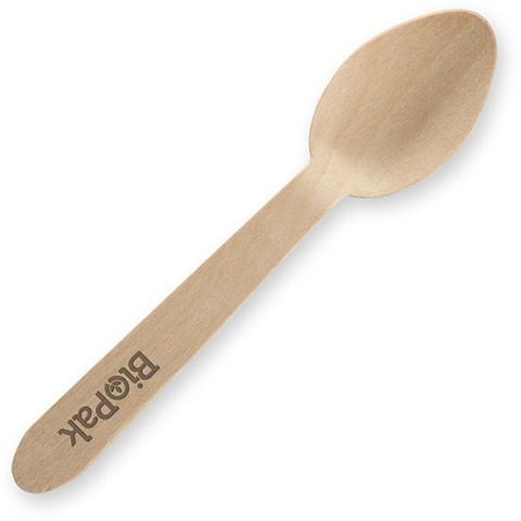 HY-16S-COATED Biopak 100% Wooden Spoons - FSC (100pk)