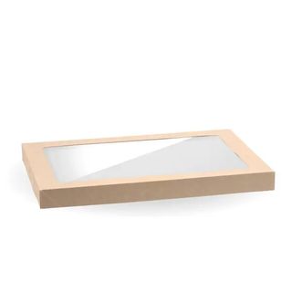 (NP) Biopak BB-CBWL-M Medium Bioboard Catering Tray PLA Windowed Lid (1000)