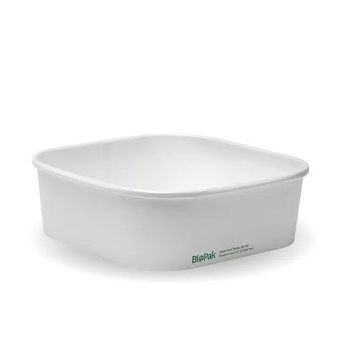 (NP) Biopak BB-SLB-1000-W-1000ml White Bioboard Square Takeaway Base (300)