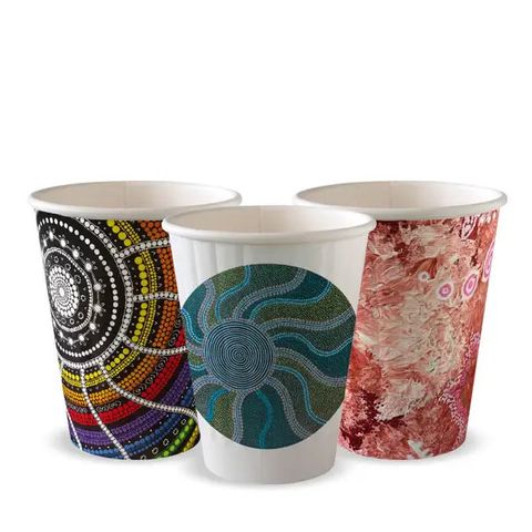 (NP) BC-12DW-CCAB-ART Biopak 12oz Indigenious Art Series Double Wall Paper Cups 390ml (1000)