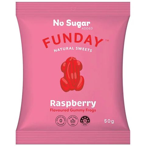 Funday Raspberry Gummy Frogs No Added Sugar Natural Flavour (12x50g)