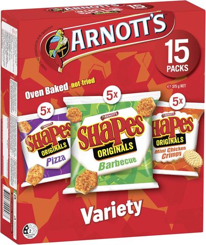 Arnotts Shapes Variety Multipack (15) 375g
