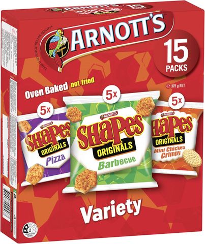 (NP) Arnotts Shapes Variety Multipack (15) 375g