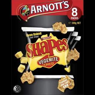 Arnotts Vegemite & Cheese Shapes Multipack 200g 8pk