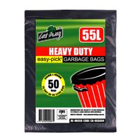 Castaway Garbage Bags Black Heavy Duty 55 Litre 50pk