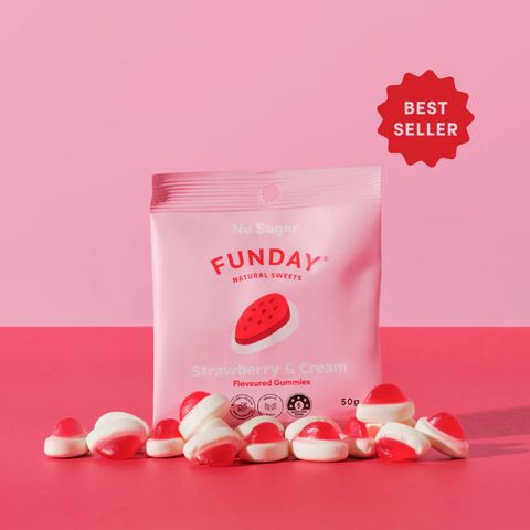 Funday Natural Flavour Strawberries & Cream No Added Sugar (12x50g)