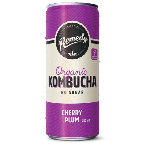 Remedy Organic Kombucha Cherry Plum No Sugar Mini Cans (24x250ml)