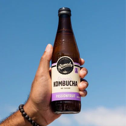 Remedy Organic Kombucha Passionfruit No Sugar Glass Bottles (12x330ml)