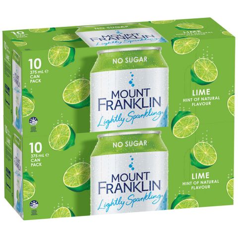 Mt Franklin Lime Lightly Sparkling Water Cans (20x375ml)