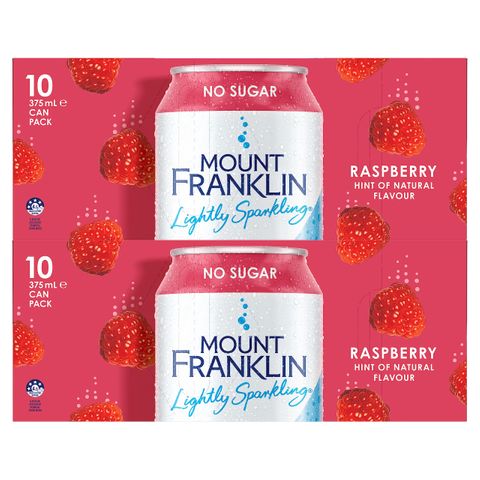 Mt Franklin Raspberry Lightly Sparkling Water Cans (20x375ml)