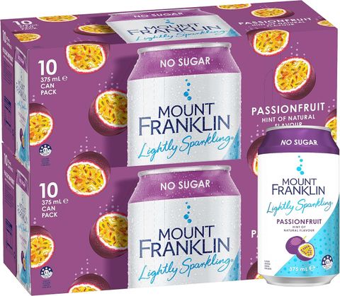Mt Franklin Passionfruit Lightly Sparkling Water  Cans (20x375ml)