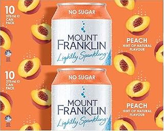 Mt Franklin Peach Lightly Sparkling Water Mini Cans (20x375ml)