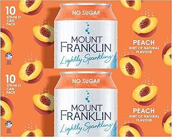 Mt Franklin Peach Lightly Sparkling Water Mini Cans (20x375ml)