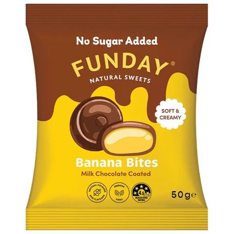 Funday Milk Chocolate Banana Bites No Added Sugar Natural Flavour (12x50g)