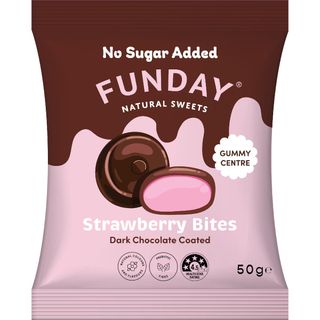 Funday Dark Chocolate Strawberry Bites No Added Sugar Natural Flavour (12x50g)