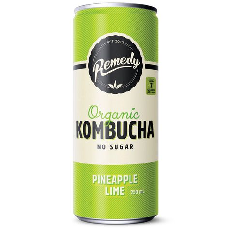 (NP) Remedy Organic Kombucha Pineapple Lime No Sugar Mini Cans (24x250ml)