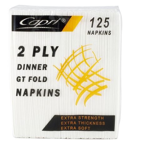 Capri White GT Fold Dinner Napkins 2ply (1000)