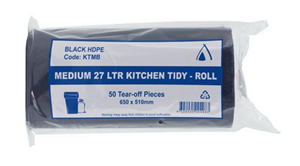 Tailored Black Kitchen Tidy Bags 27 Litre 50/Roll