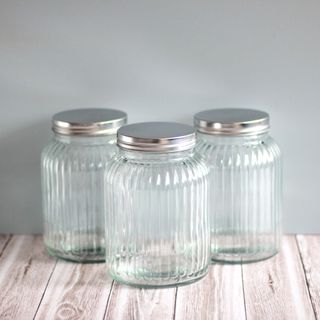 Ribbed Glass Canister 15cm, 900ml