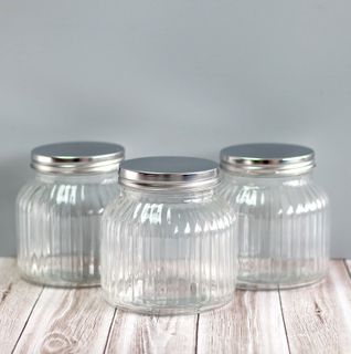 Ribbed Glass Canister 11cm
