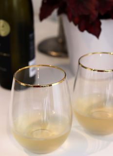 Stemless Wine Glass, w Gold Rim set of 4