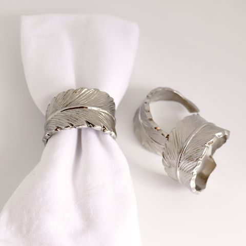 Feather Napkin Ring, Silver