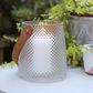 Quilted Vase/Hurricane Lamp with leather handle
