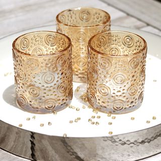 Amber pearlescent Circles votives, box of 12