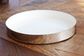 Hammered metal round Tray - 30cm dia, white enamel