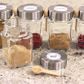 Square, glass jar with wooden spoon, metal lid, 275ml