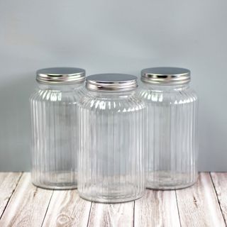 Ribbed Glass Canister 19cm