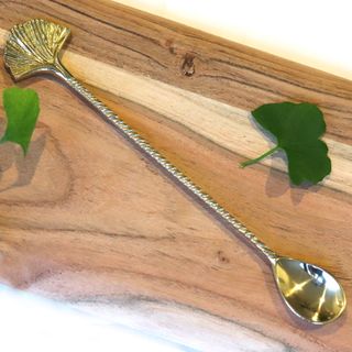 Gingko Leaf long teaspoon, gold