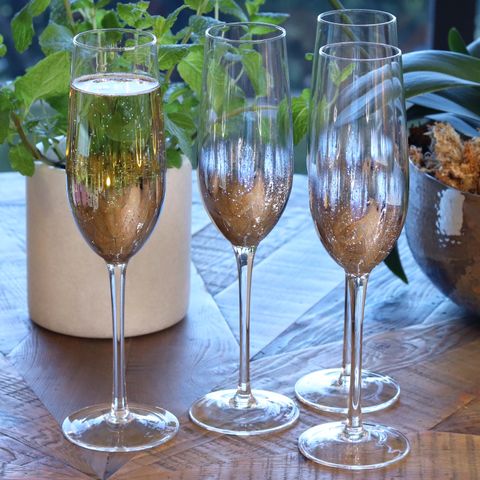 Starry Sky Champagne Flute, silver, set of 4