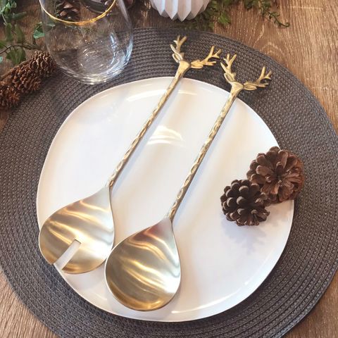Oh Deer brushed GOLD Salad Servers