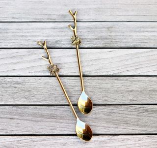 Branch and Bee, Long teaspoon, gold