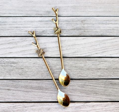 Branch and Bee, Long teaspoon, gold