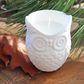 White Cement Owl Candle 

