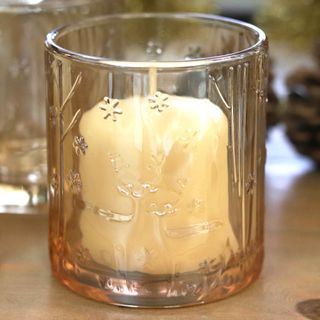Amber pearlescent, Deer in forest votives, box of 12
