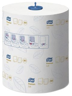 TORK H1 PREM WHITE/BLUE LEAF PAPER ROLL EA