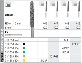 INTENSIV DIAMOND BUR 8423R MED (848KR-018) FG /6