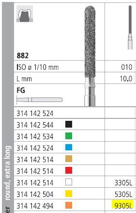 INTENSIV DIAMOND BUR 9305L X-FINE (882-010) FG/6