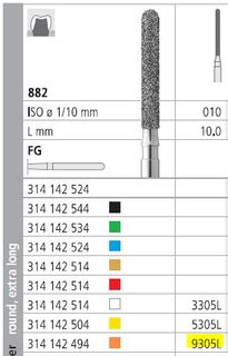 INTENSIV DIAMOND BUR 9305L X-FINE (882-010) FG/6