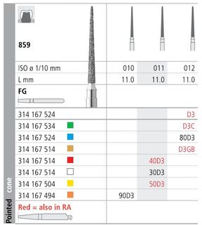 INTENSIV DIAMOND BUR 90D3 X-FINE (859-010) FG/6