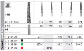 INTENSIV DIAMOND BUR 4238L FINE (856L-015) FG/6