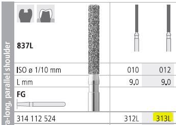 INTENSIV DIAMOND BUR 313L STD (837L-012) FG/6