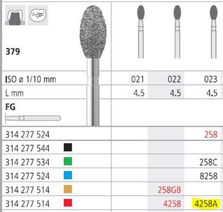 INTENSIV DIAMOND BUR 4258A FINE (379-023) FG/6