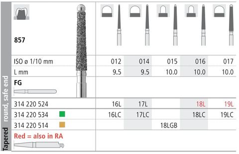 INTENSIV DIAMOND BUR 19L SAFE END (857-017) FG/6