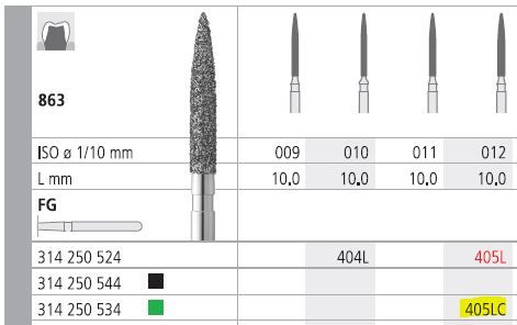 INTENSIV DIAMOND BUR 405L CRS (863-012) FG/6